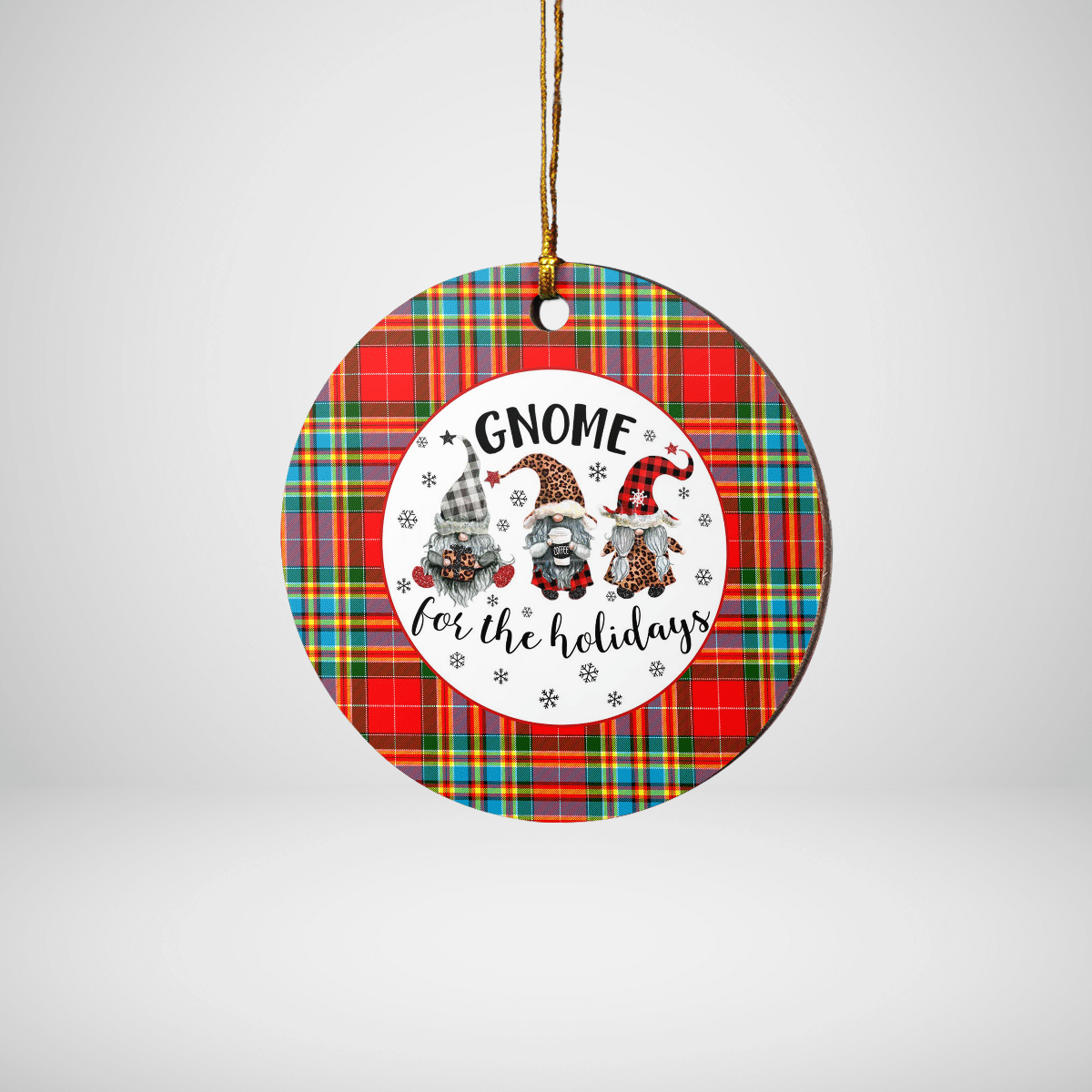 Clan Chattan Tartan Tartan Crest Gnome Round Ceramic Ornament LU33 Chattan Tartan Tartan Christmas   