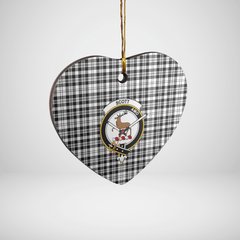 Clan Scott Black & White Modern Tartan Crest Heart Ceramic Ornament QW29 Scott Black & White Modern Tartan Tartan Christmas   