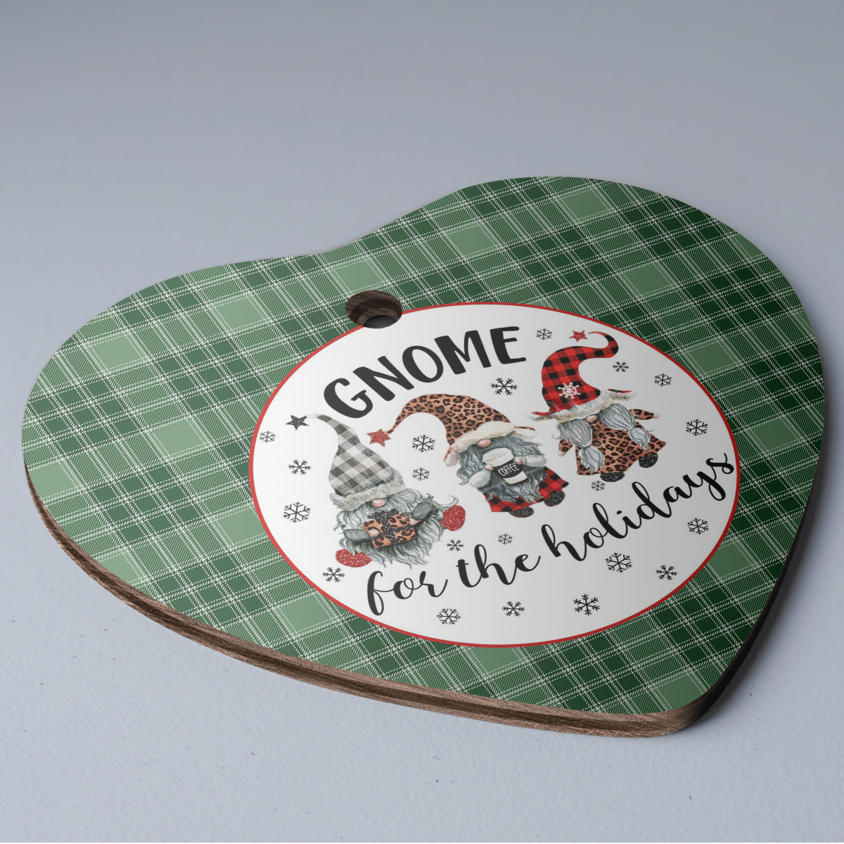 Clan MacDonald Lord of the Isles Hunting Tartan Tartan Crest Gnome Heart Ceramic Ornament GZ88 MacDonald Lord of the Isles Hunting Tartan Tartan Christmas   