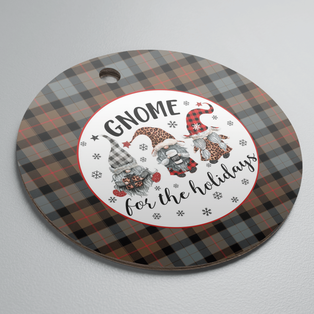 Clan Gunn Weathered Tartan Tartan Crest Gnome Round Ceramic Ornament DV64 Gunn Weathered Tartan Tartan Christmas   