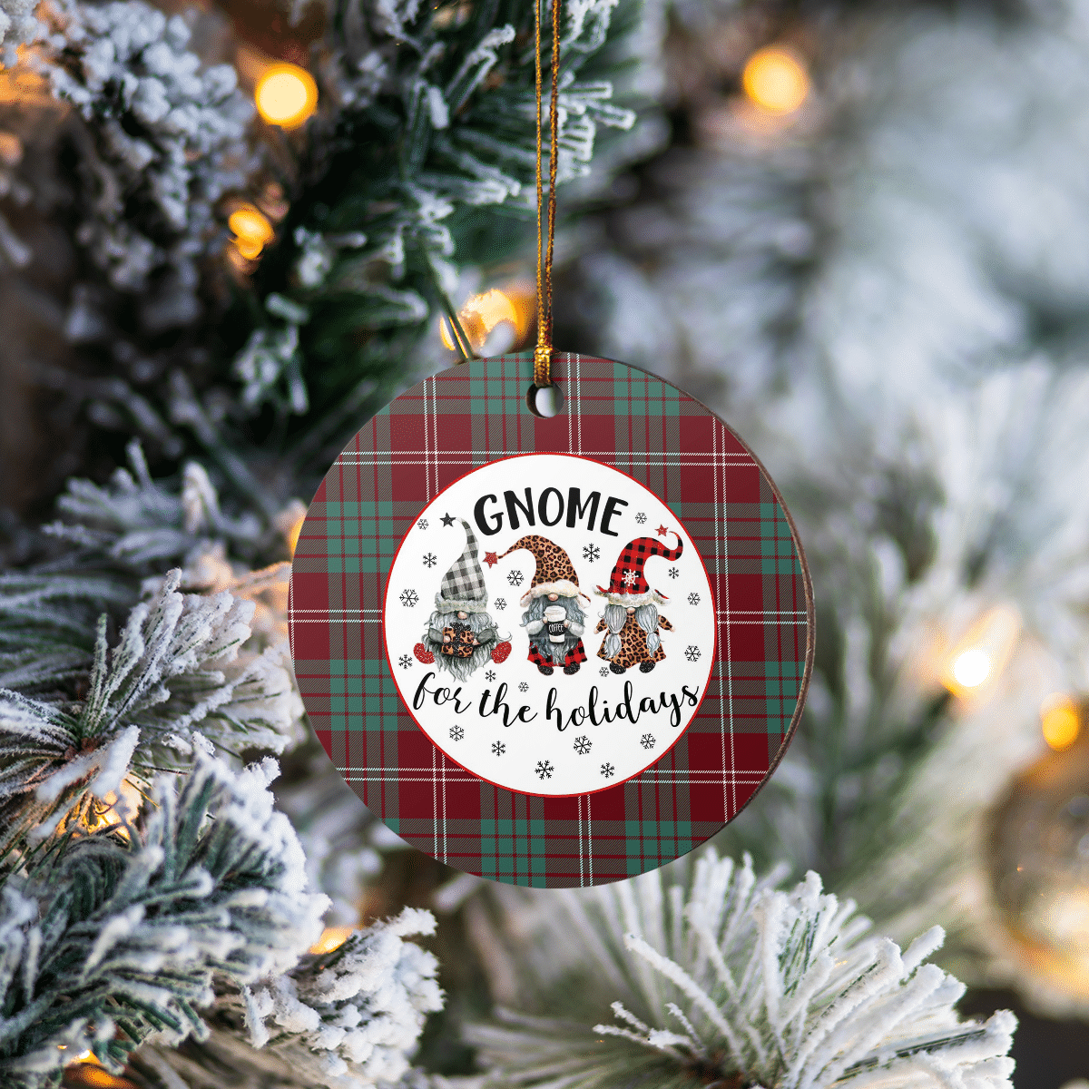 Clan Crawford Modern Tartan Tartan Crest Gnome Round Ceramic Ornament ZT36 Crawford Modern Tartan Tartan Christmas   