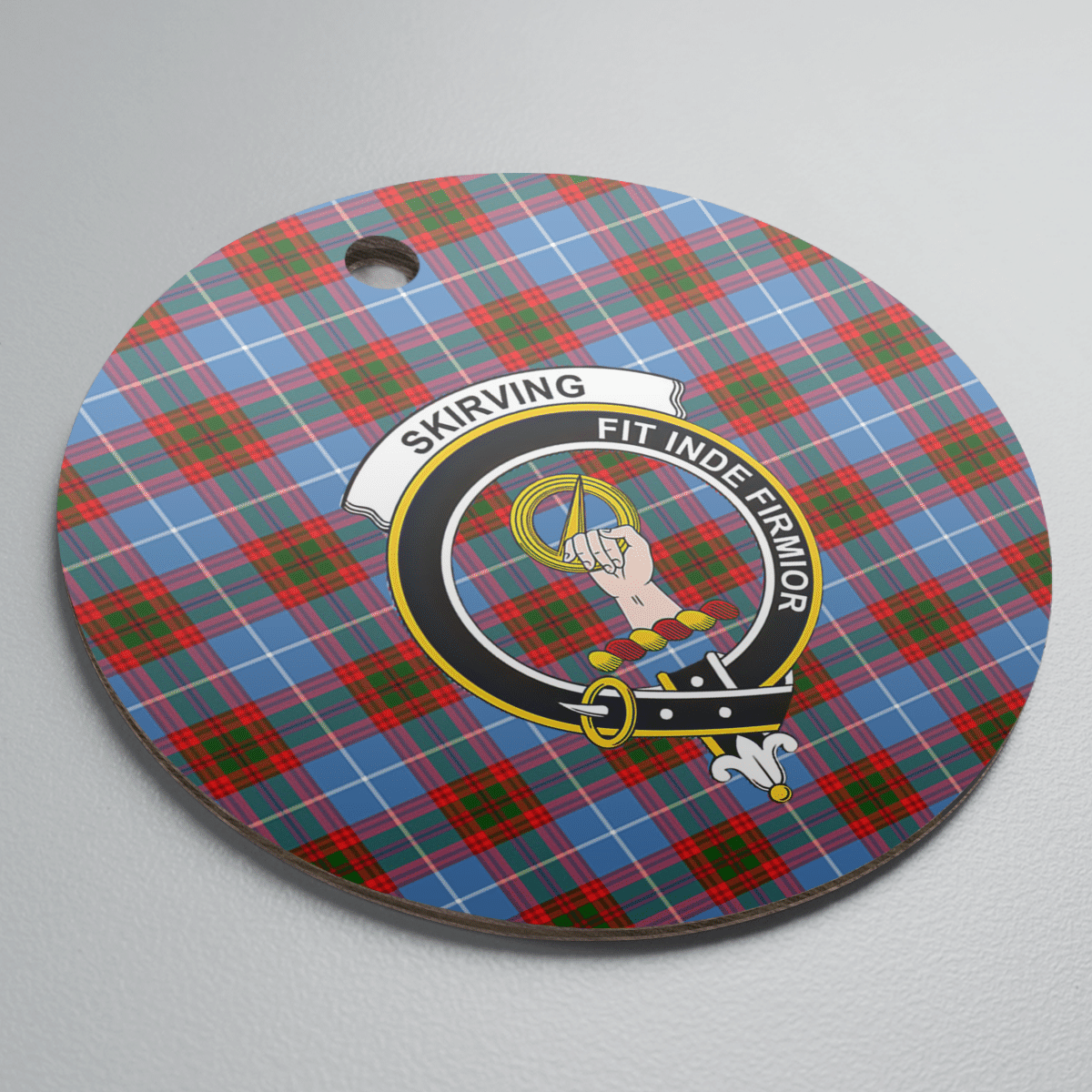 Clan Skirving (Edinburgh) Tartan Crest Round Ceramic Ornament WR79 Skirving (Edinburgh) Tartan Tartan Christmas   