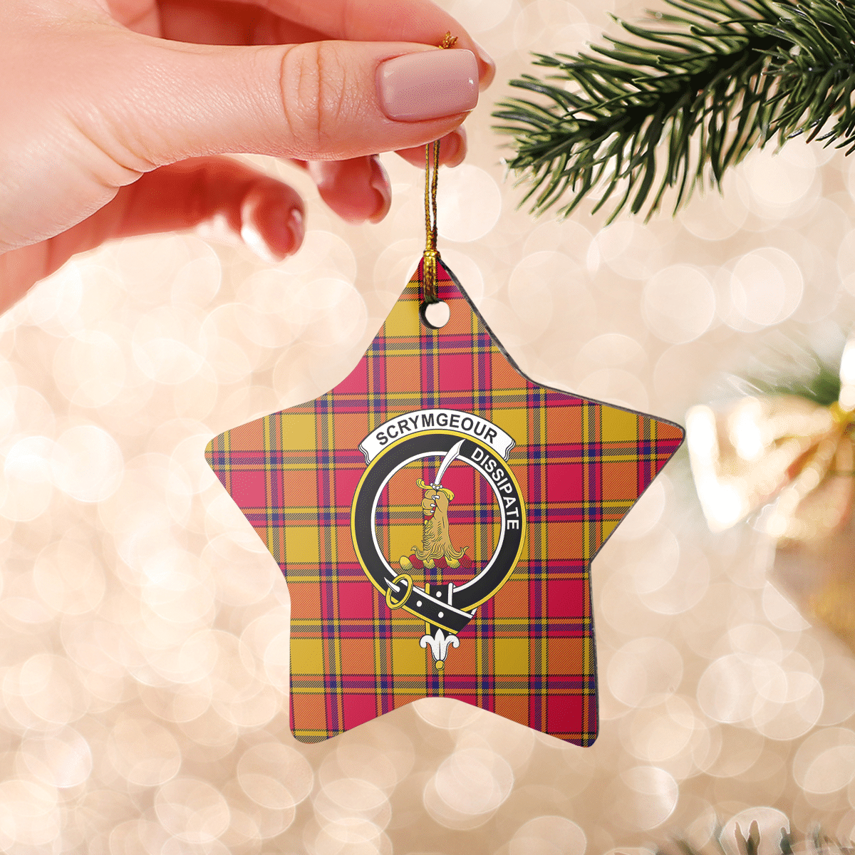 Clan Scrymgeour Tartan Crest Star Ceramic Ornament HM30 Scrymgeour Tartan Tartan Christmas   