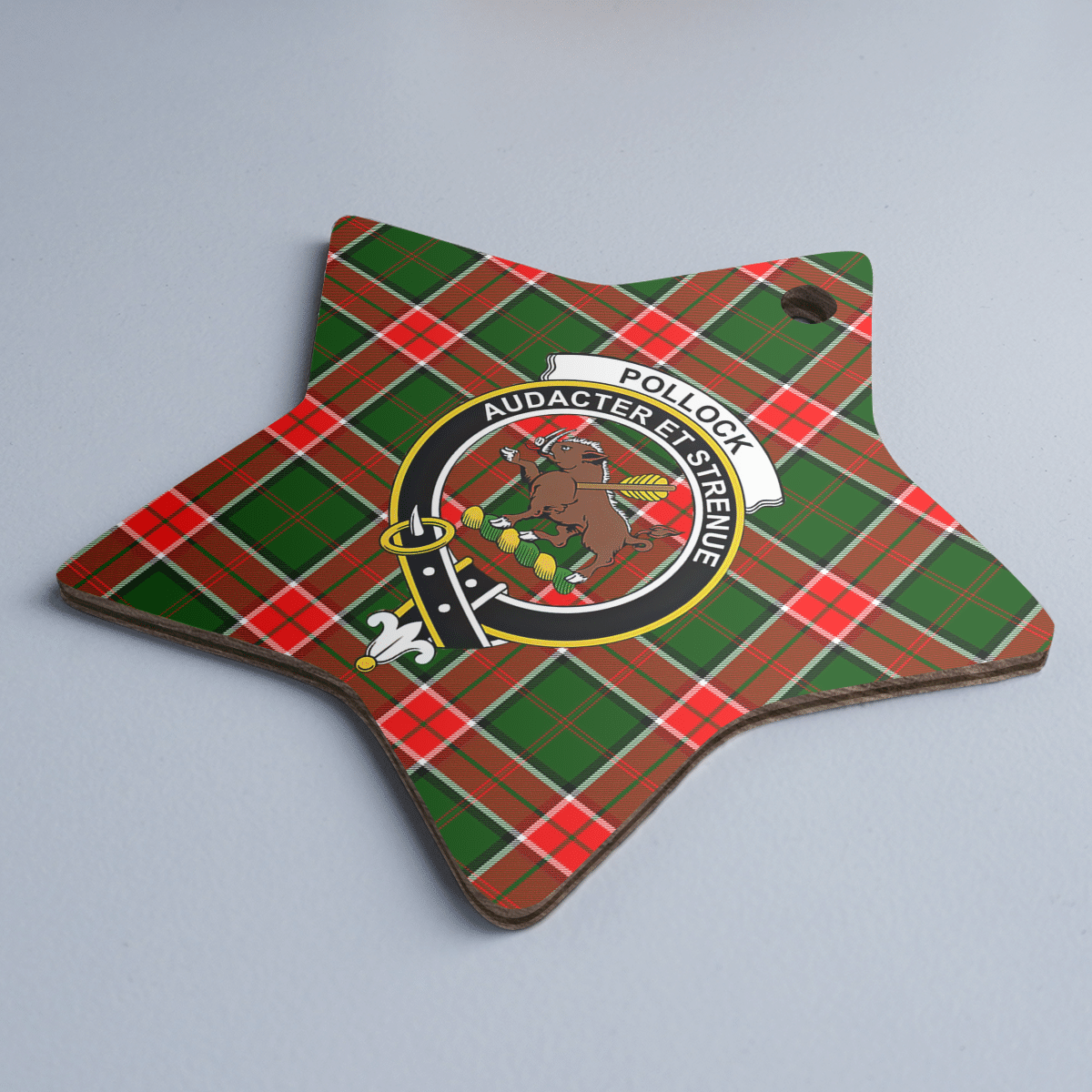Clan Pollock Modern Tartan Crest Star Ceramic Ornament MH77 Pollock Modern Tartan Tartan Christmas   