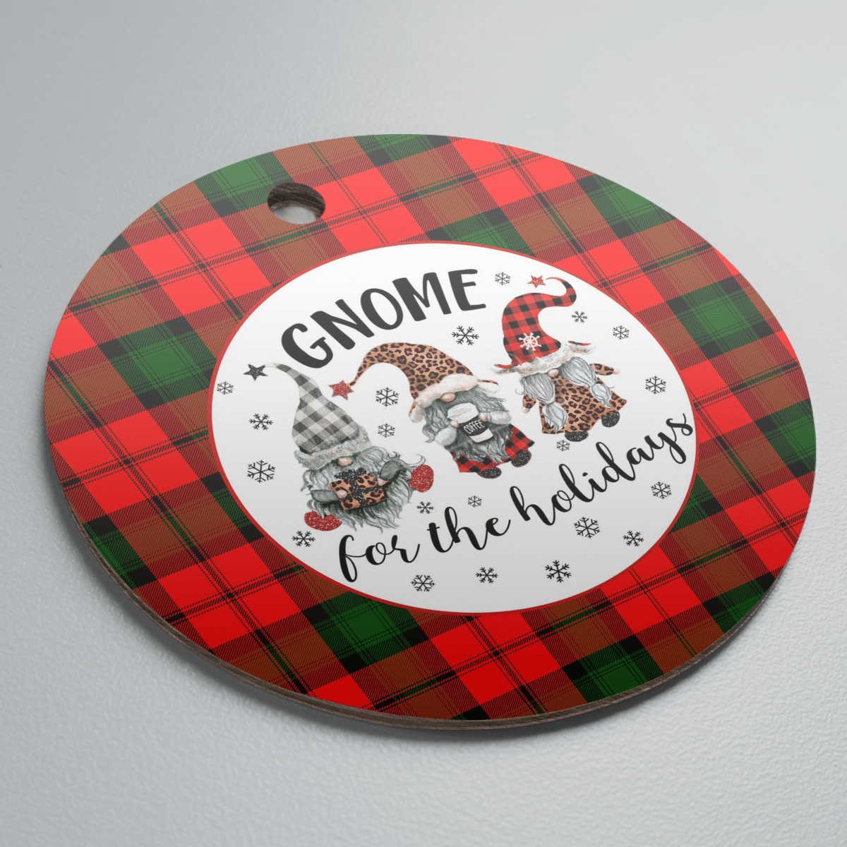 Clan Kerr Modern Tartan Tartan Crest Gnome Round Ceramic Ornament VI37 Kerr Modern Tartan Tartan Christmas   