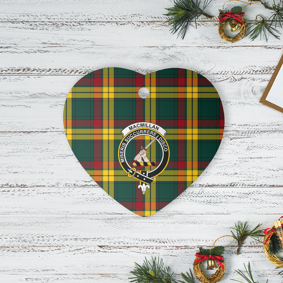 Clan MacMillan Old Modern Tartan Crest Heart Ceramic Ornament HH89 MacMillan Old Modern Tartan Tartan Christmas   