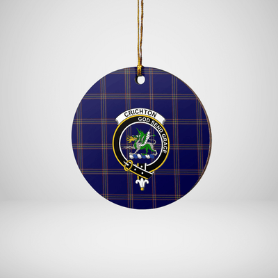 Clan Crichton Tartan Crest Round Ceramic Ornament