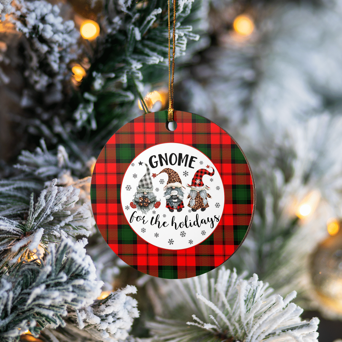 Clan Kerr Modern Tartan Tartan Crest Gnome Round Ceramic Ornament VI37 Kerr Modern Tartan Tartan Christmas   