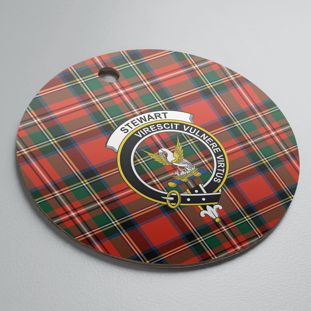 Clan Stewart Royal Modern Tartan Crest Round Ceramic Ornament LI61 Stewart Royal Modern Tartan Tartan Christmas   