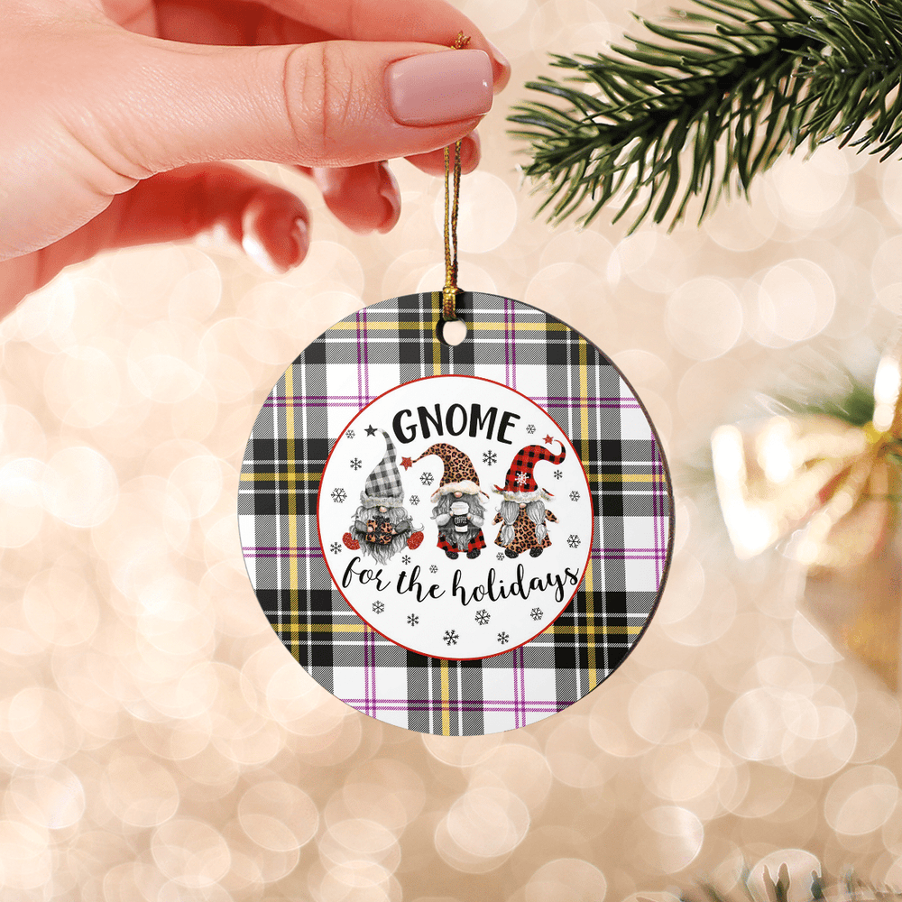 Clan MacPherson Dress Modern Tartan Tartan Crest Gnome Round Ceramic Ornament CL82 MacPherson Dress Modern Tartan Tartan Christmas   
