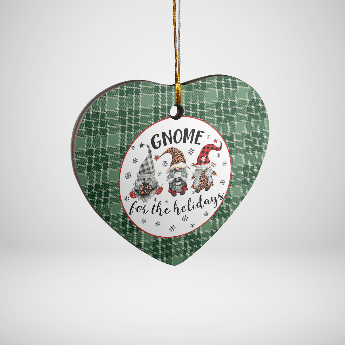 Clan MacDonald Lord of the Isles Hunting Tartan Tartan Crest Gnome Heart Ceramic Ornament GZ88 MacDonald Lord of the Isles Hunting Tartan Tartan Christmas   
