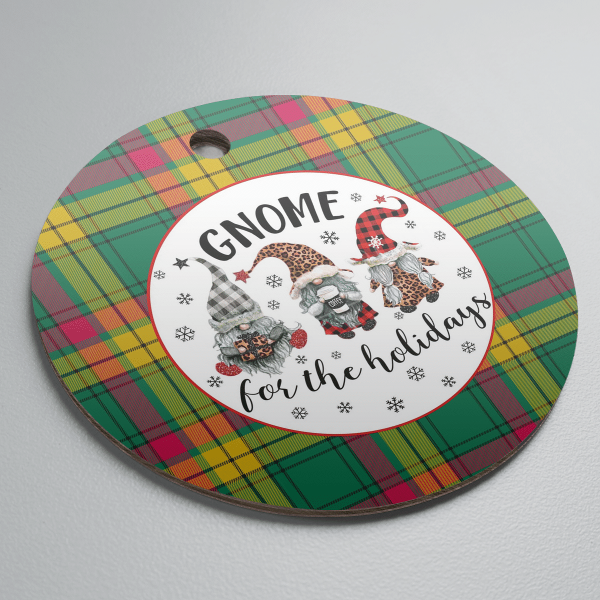 Clan MacMillan Old Ancient Tartan Tartan Crest Gnome Round Ceramic Ornament HS57 MacMillan Old Ancient Tartan Tartan Christmas   