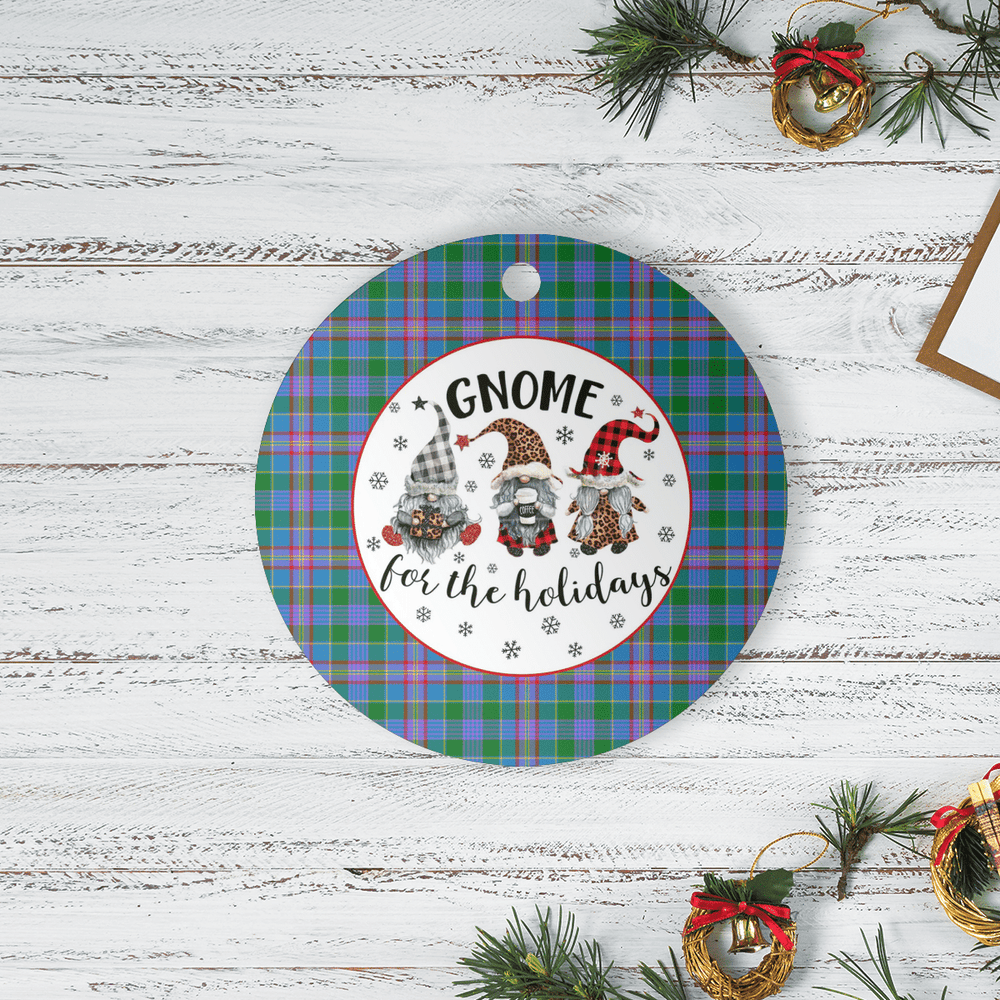 Clan Pitcairn Hunting Tartan Tartan Crest Gnome Round Ceramic Ornament ST67 Pitcairn Hunting Tartan Tartan Christmas   