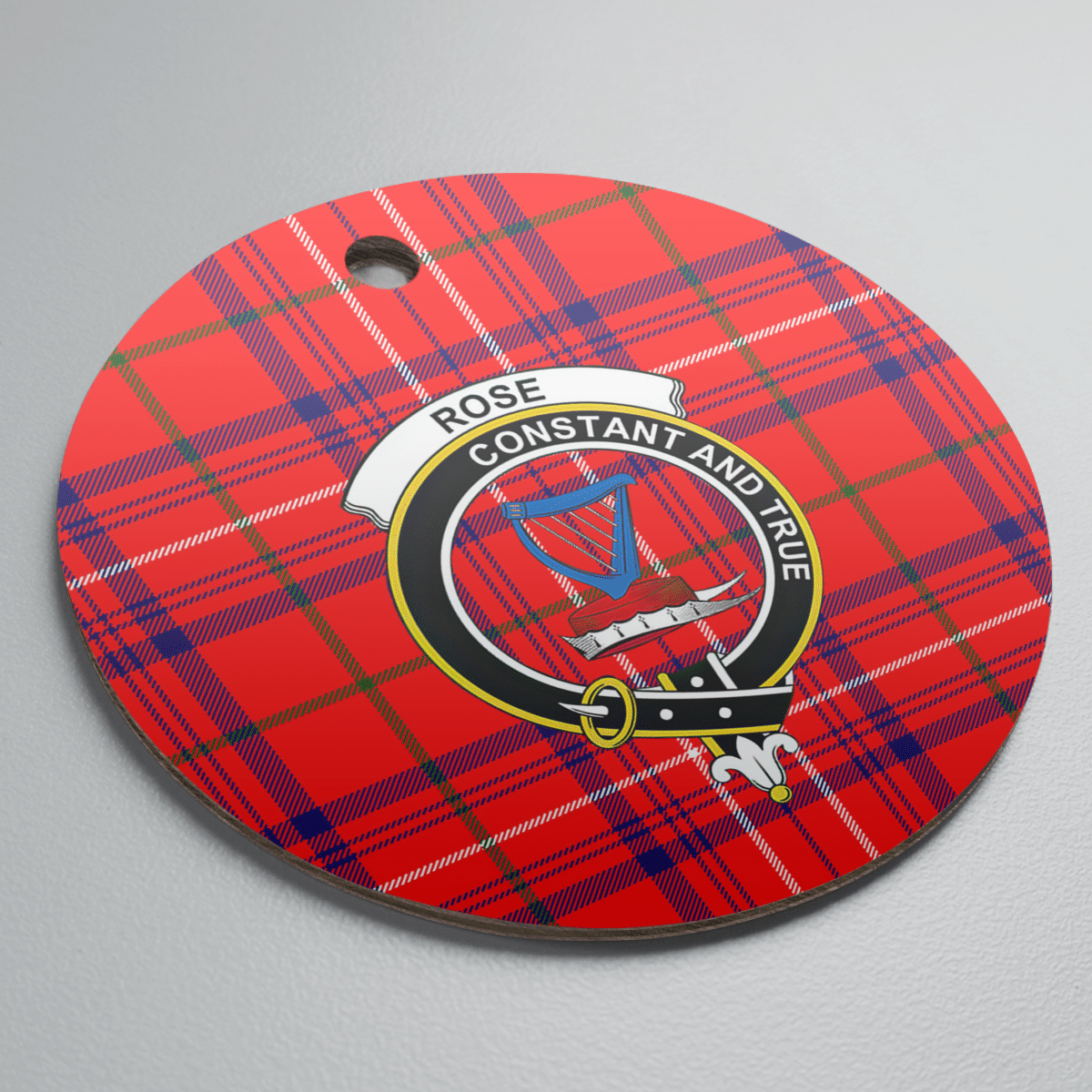 Clan Rose Tartan Crest Round Ceramic Ornament QG38 Rose Tartan Tartan Christmas   