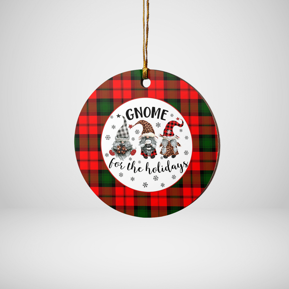 Clan Kerr Modern Tartan Tartan Crest Gnome Round Ceramic Ornament VI37 Kerr Modern Tartan Tartan Christmas   