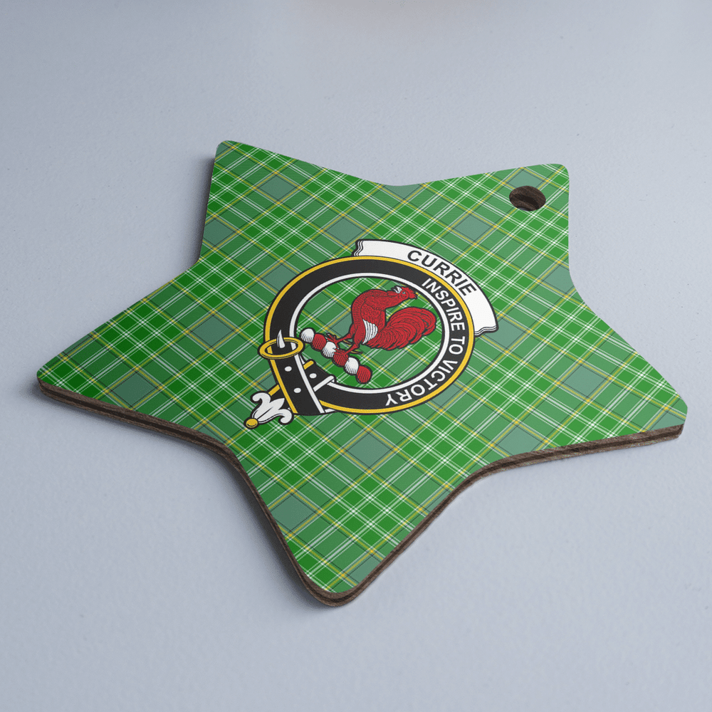Clan Currie Tartan Crest Star Ceramic Ornament MN32 Currie Tartan Tartan Christmas   