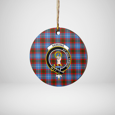 Clan Skirving (Edinburgh) Tartan Crest Round Ceramic Ornament WR79