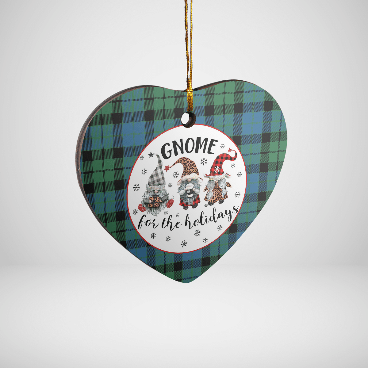 Clan MacKay Ancient Tartan Tartan Crest Gnome Heart Ceramic Ornament ZE33 MacKay Ancient Tartan Tartan Christmas   