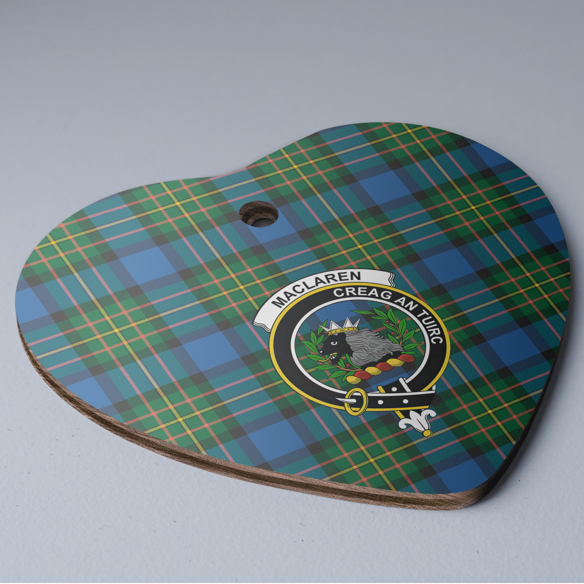 Clan MacLaren Ancient Tartan Crest Heart Ceramic Ornament VZ60 MacLaren Ancient Tartan Tartan Christmas   
