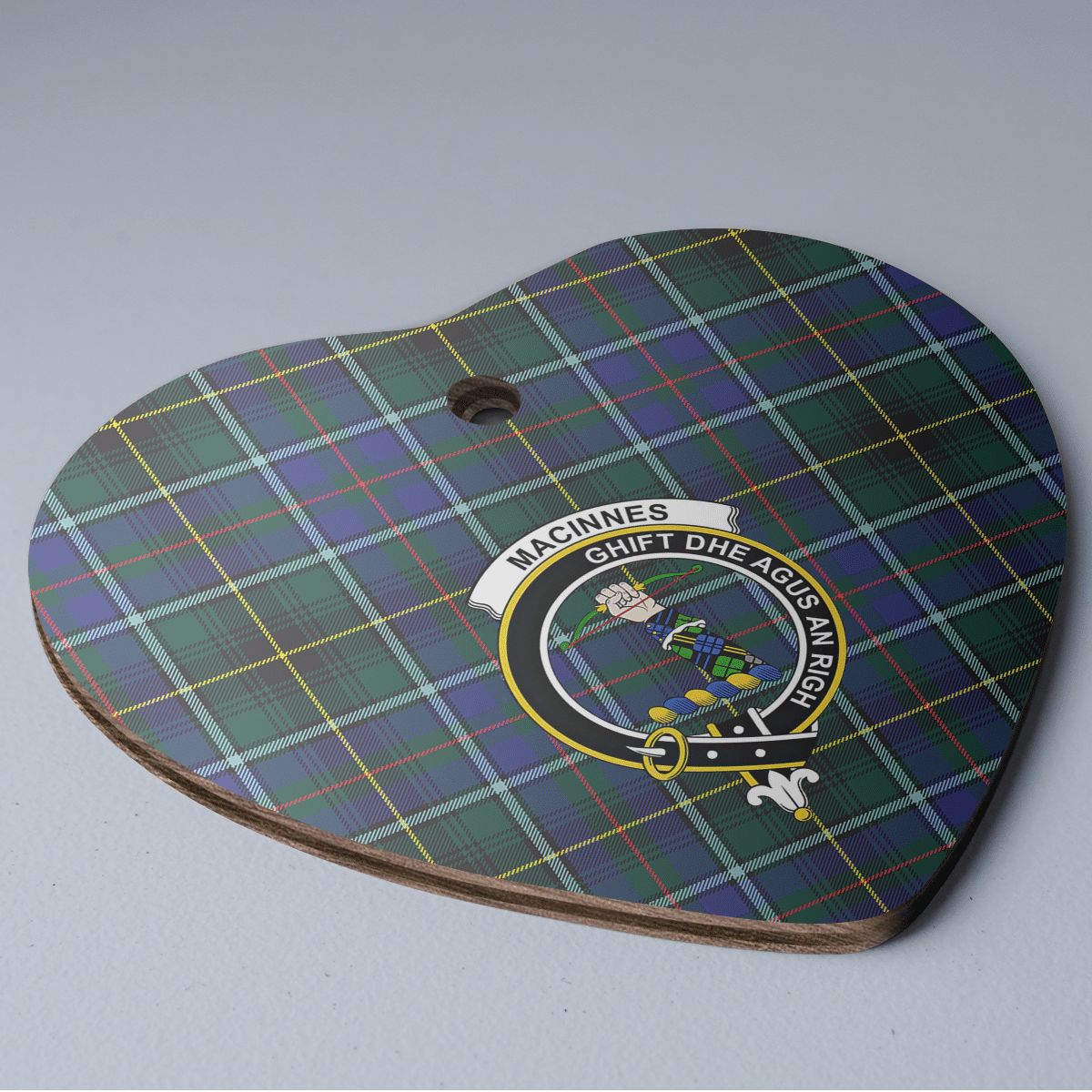 Clan MacInnes Modern Tartan Crest Heart Ceramic Ornament UE94 MacInnes Modern Tartan Tartan Christmas   