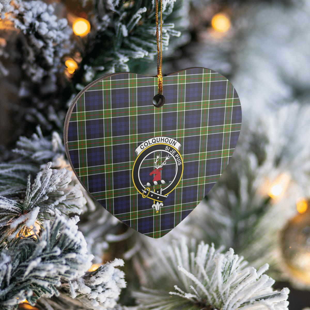 Clan Colquhoun Tartan Crest Heart Ceramic Ornament WK51 Colquhoun Tartan Tartan Christmas   