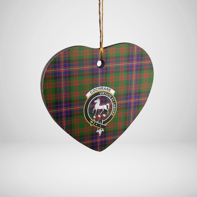 Clan Cochrane Modern Tartan Crest Heart Ceramic Ornament HJ82