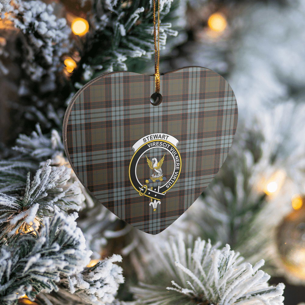 Clan Stewart Old Weathered Tartan Crest Heart Ceramic Ornament SJ58 Stewart Old Weathered Tartan Tartan Christmas   