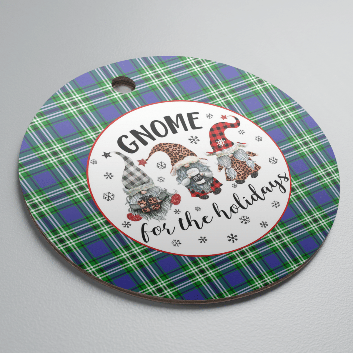 Clan Learmonth Tartan Tartan Crest Gnome Round Ceramic Ornament VI94 Learmonth Tartan Tartan Christmas   