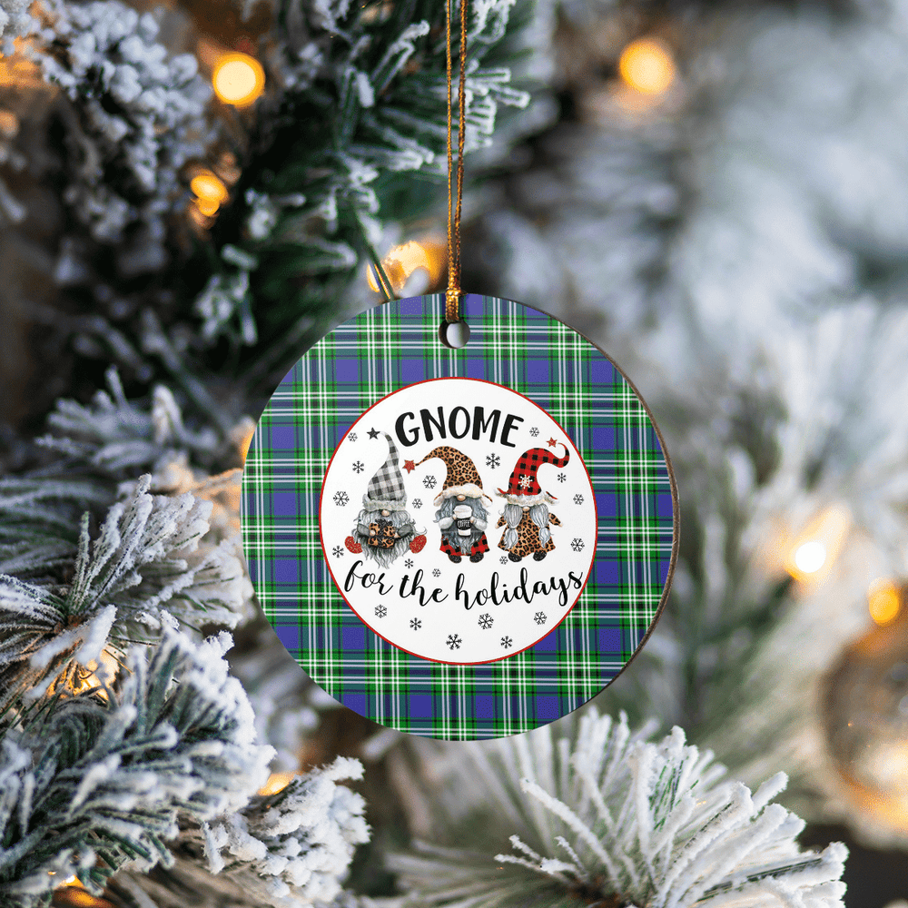 Clan Learmonth Tartan Tartan Crest Gnome Round Ceramic Ornament VI94 Learmonth Tartan Tartan Christmas   