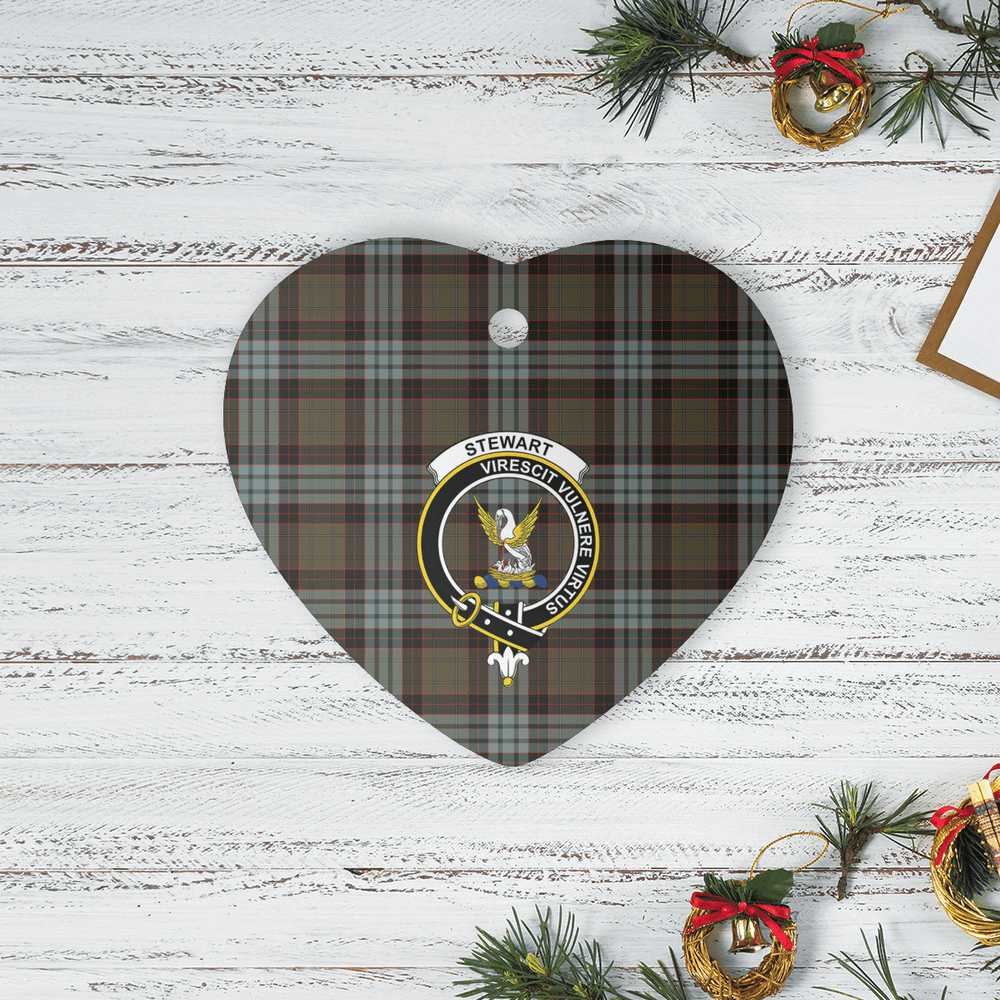 Clan Stewart Old Weathered Tartan Crest Heart Ceramic Ornament SJ58 Stewart Old Weathered Tartan Tartan Christmas   