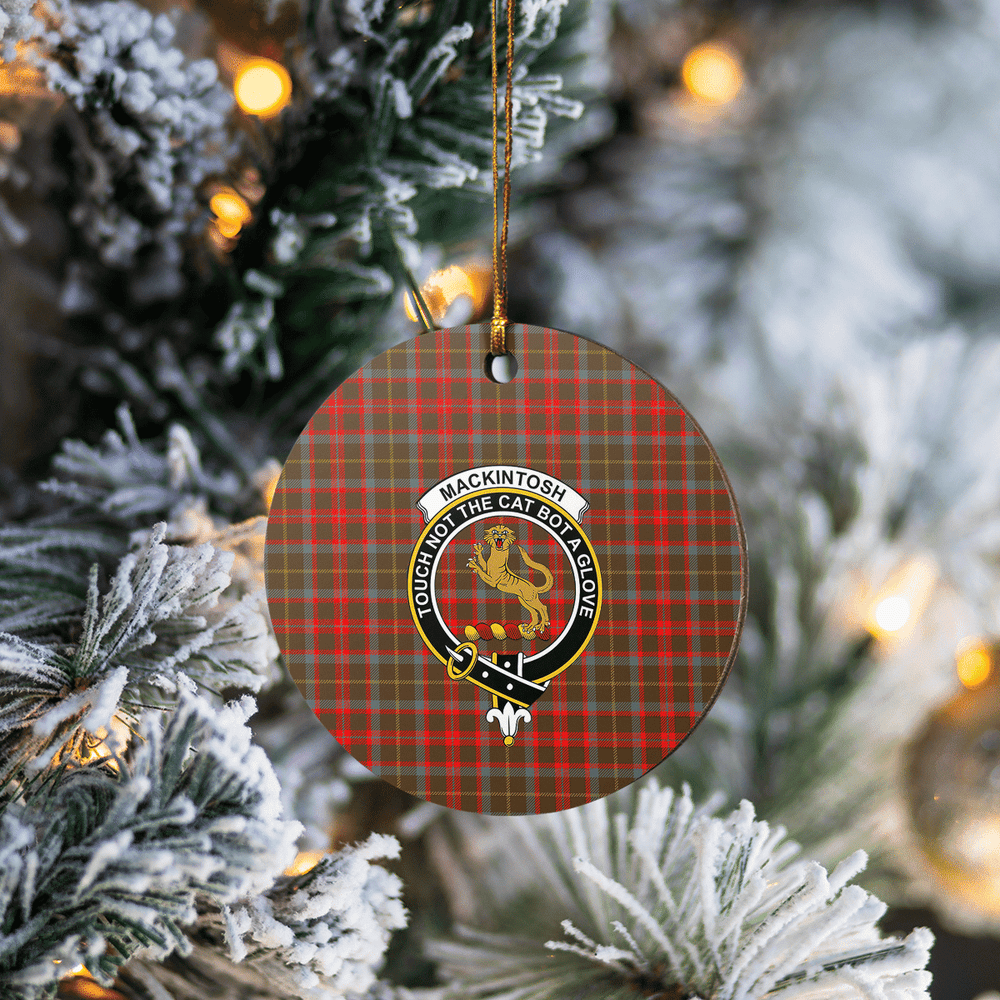 Clan MacKintosh Hunting Weathered Tartan Crest Round Ceramic Ornament YV77 MacKintosh Hunting Weathered Tartan Tartan Christmas   