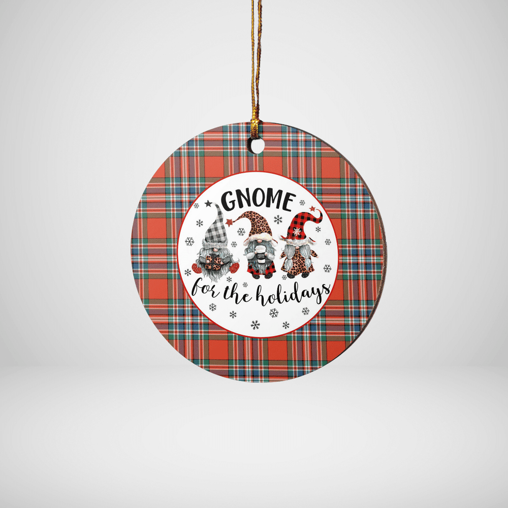 Clan MacFarlane Ancient Tartan Tartan Crest Gnome Round Ceramic Ornament NF48 MacFarlane Ancient Tartan Tartan Christmas   