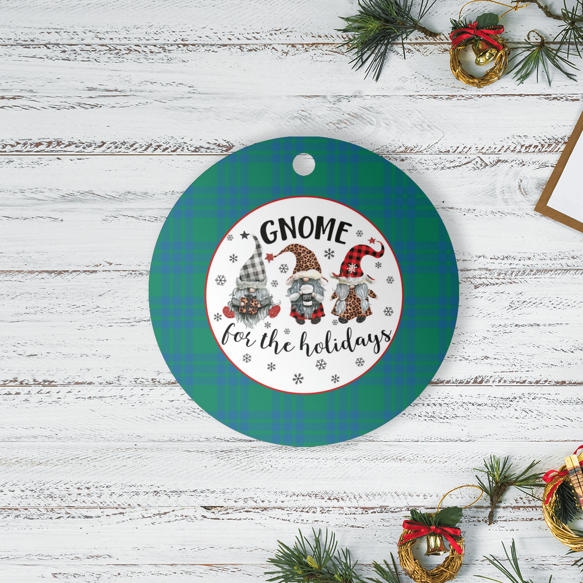 Clan Montgomery Ancient Tartan Tartan Crest Gnome Round Ceramic Ornament CV10 Montgomery Ancient Tartan Tartan Christmas   