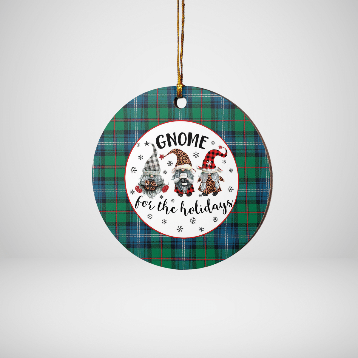 Clan Urquhart Ancient Tartan Tartan Crest Gnome Round Ceramic Ornament LS23 Urquhart Ancient Tartan Tartan Christmas   