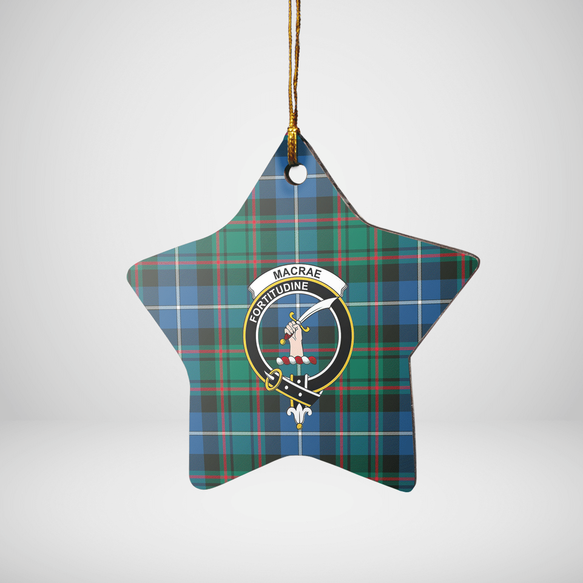 Clan MacRae Hunting Ancient Tartan Crest Star Ceramic Ornament VL31 MacRae Hunting Ancient Tartan Tartan Christmas   