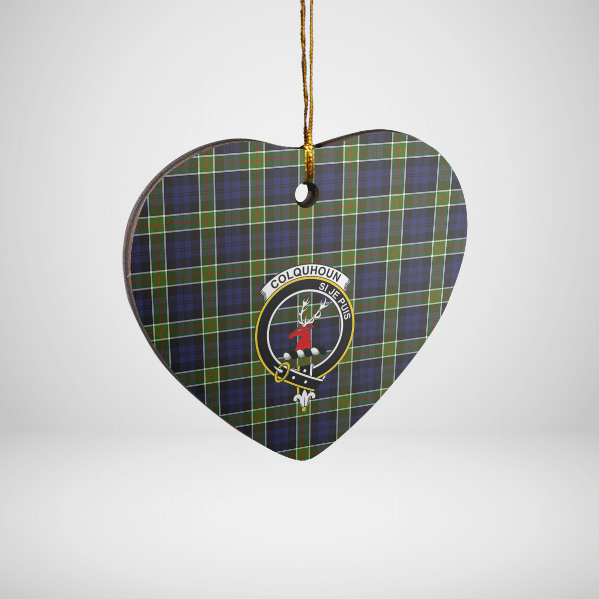 Clan Colquhoun Tartan Crest Heart Ceramic Ornament WK51 Colquhoun Tartan Tartan Christmas   