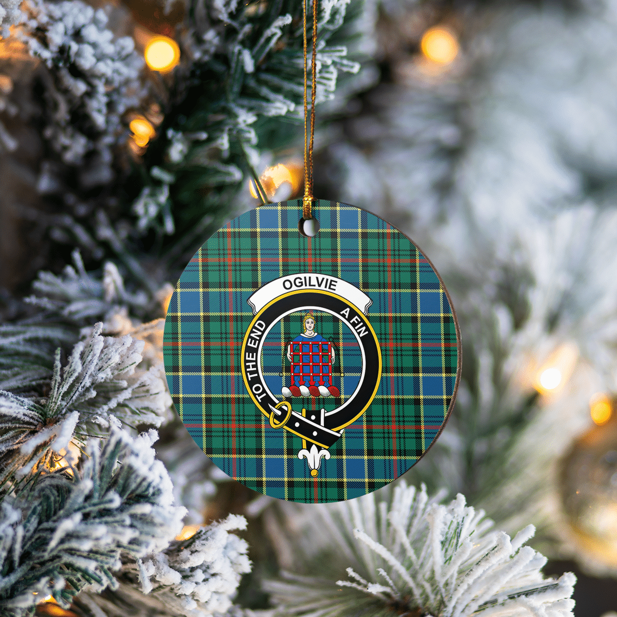 Clan Ogilvie Hunting Ancient Tartan Crest Round Ceramic Ornament ZU62 Ogilvie Hunting Ancient Tartan Tartan Christmas   