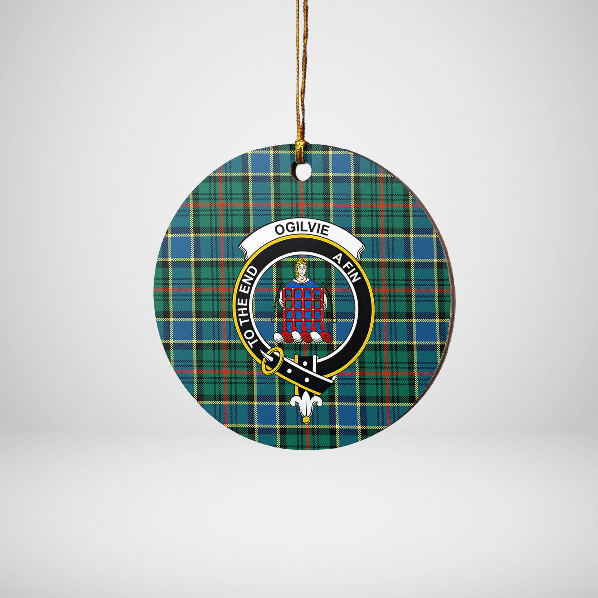 Clan Ogilvie Hunting Ancient Tartan Crest Round Ceramic Ornament ZU62 Ogilvie Hunting Ancient Tartan Tartan Christmas   