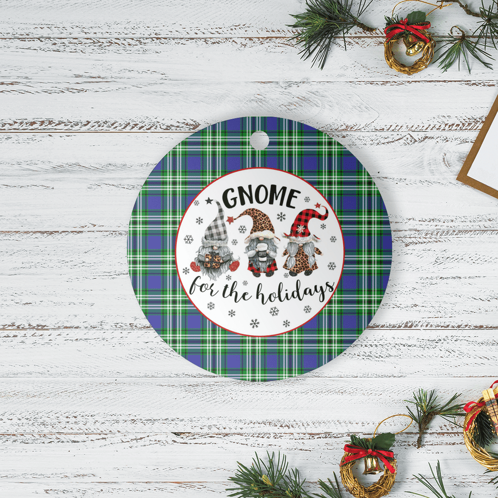 Clan Learmonth Tartan Tartan Crest Gnome Round Ceramic Ornament VI94 Learmonth Tartan Tartan Christmas   
