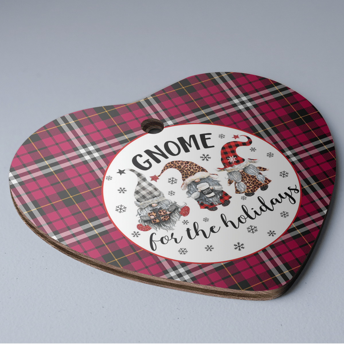 Clan Little Tartan Tartan Crest Gnome Heart Ceramic Ornament GO23 Little Tartan Tartan Christmas   