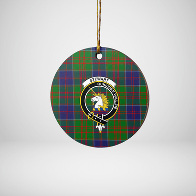 Clan Stewart of Appin Hunting Modern Tartan Crest Round Ceramic Ornament