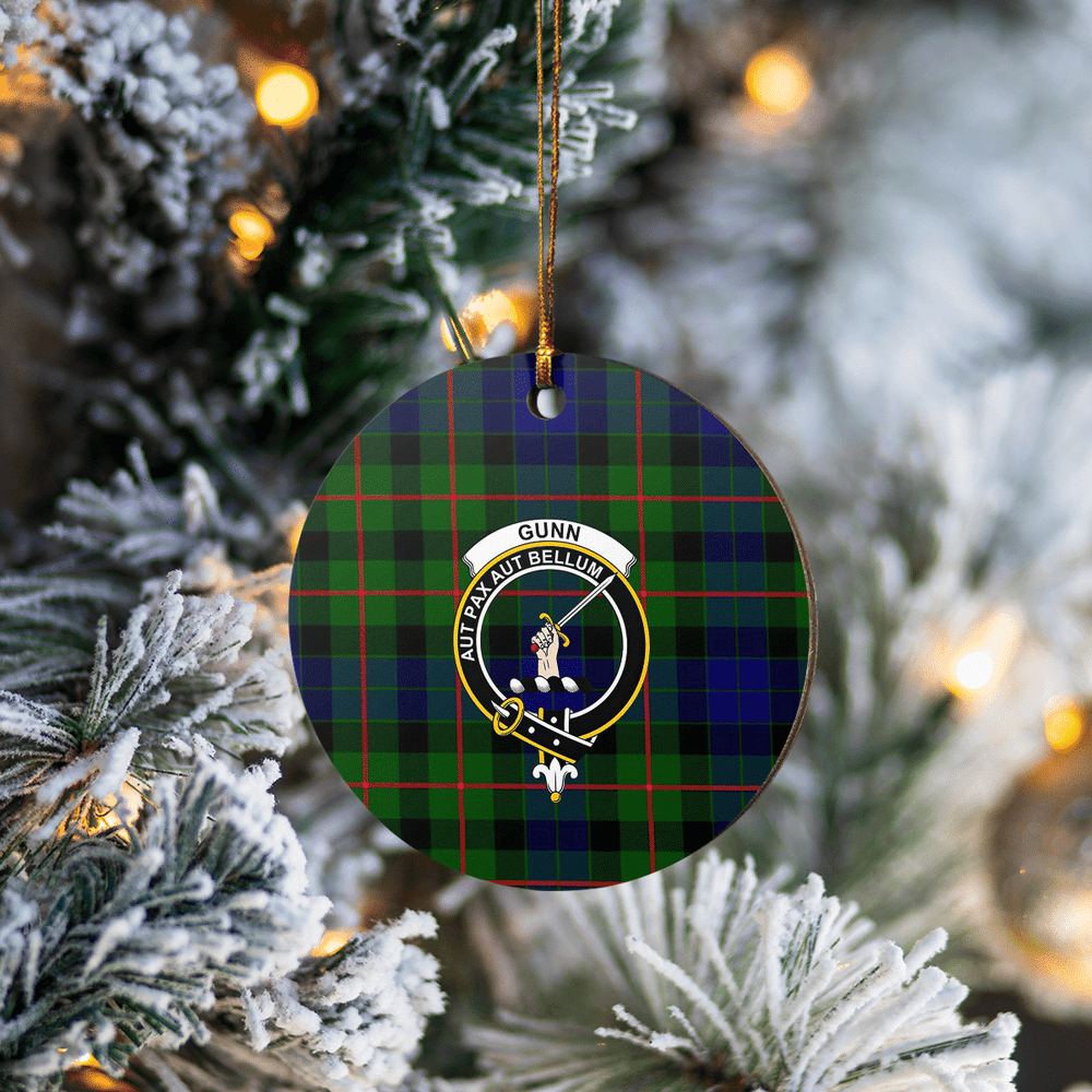 Clan Gunn Modern Tartan Crest Round Ceramic Ornament SC72 Gunn Modern Tartan Tartan Christmas   