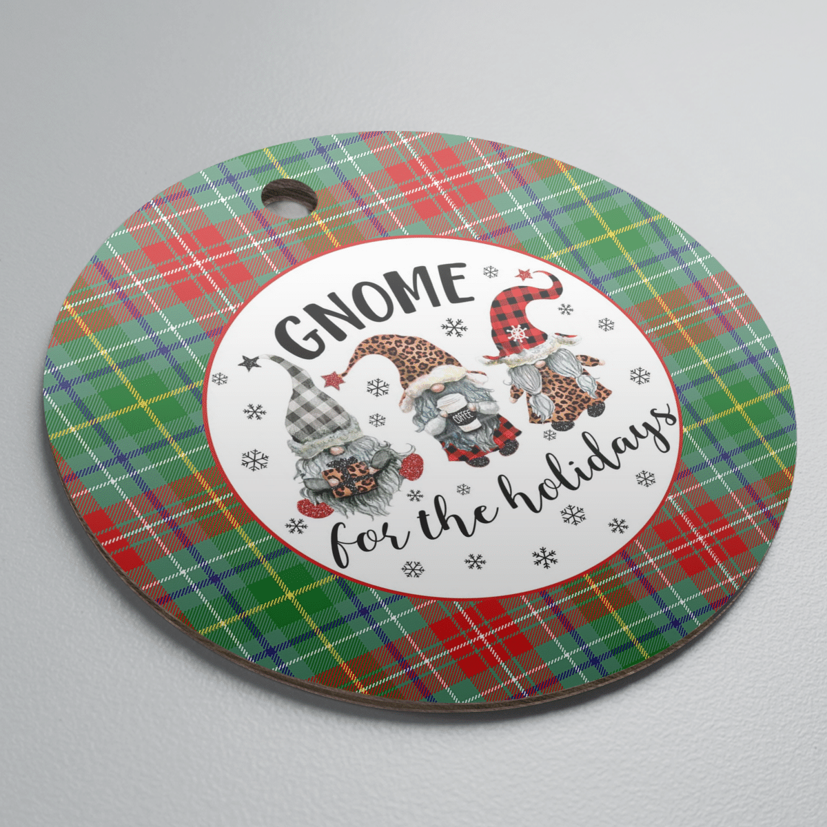 Clan Muirhead Tartan Tartan Crest Gnome Round Ceramic Ornament YY78 Muirhead Tartan Tartan Christmas   