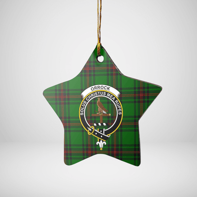 Clan Orrock (Fife) Tartan Crest Star Ceramic Ornament NG29