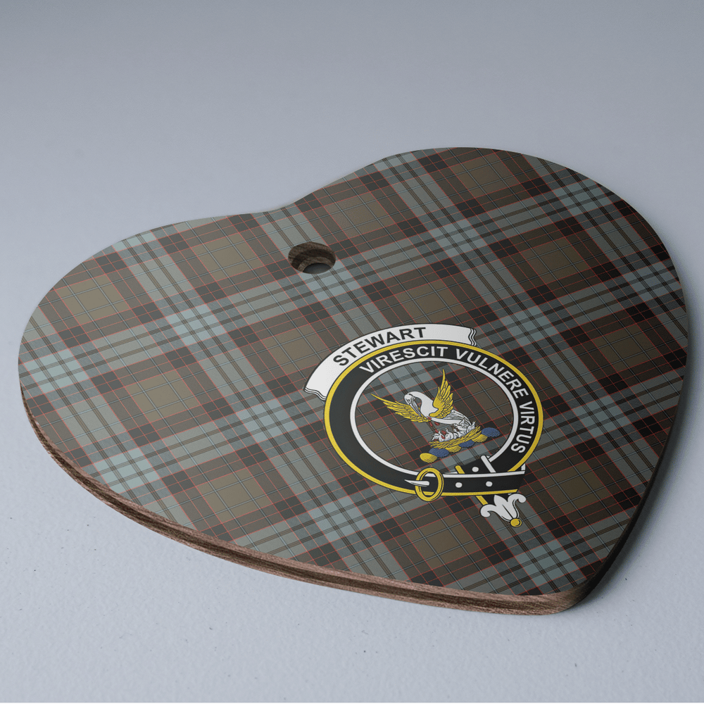 Clan Stewart Old Weathered Tartan Crest Heart Ceramic Ornament SJ58 Stewart Old Weathered Tartan Tartan Christmas   