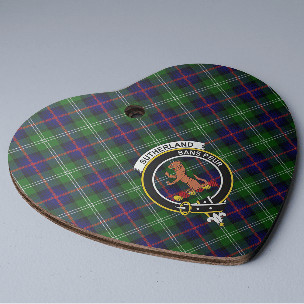 Clan Sutherland Modern Tartan Crest Heart Ceramic Ornament VF21 Sutherland Modern Tartan Tartan Christmas   