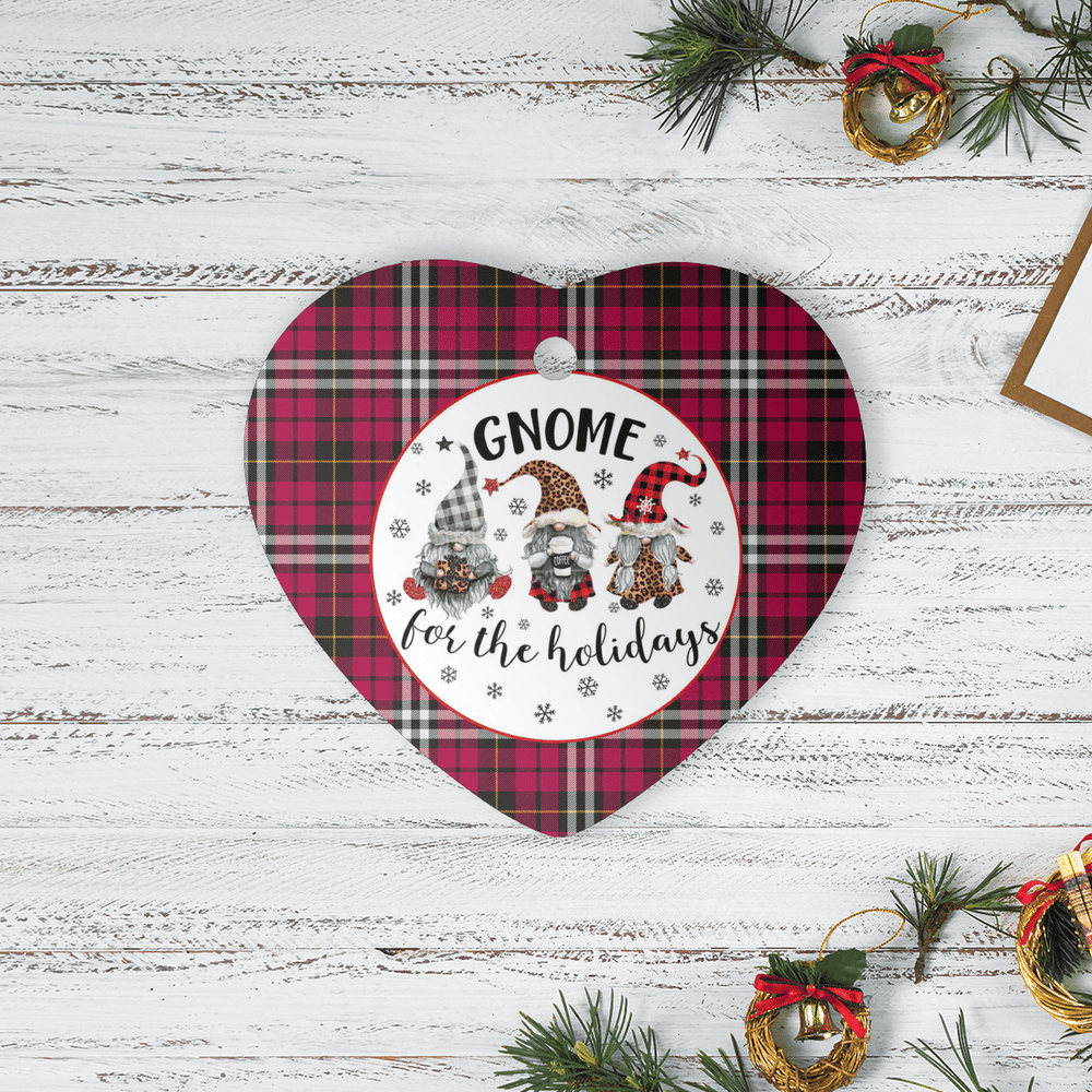 Clan Little Tartan Tartan Crest Gnome Heart Ceramic Ornament GO23 Little Tartan Tartan Christmas   