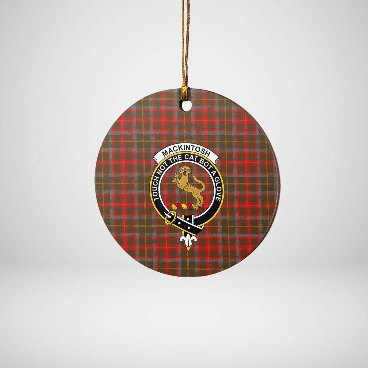 Clan MacKintosh Hunting Weathered Tartan Crest Round Ceramic Ornament YV77 MacKintosh Hunting Weathered Tartan Tartan Christmas   