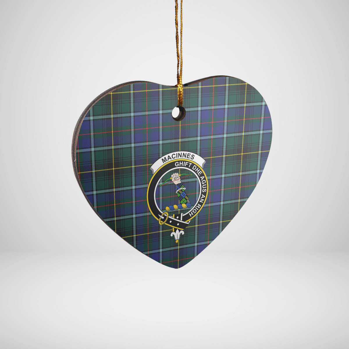 Clan MacInnes Modern Tartan Crest Heart Ceramic Ornament UE94 MacInnes Modern Tartan Tartan Christmas   