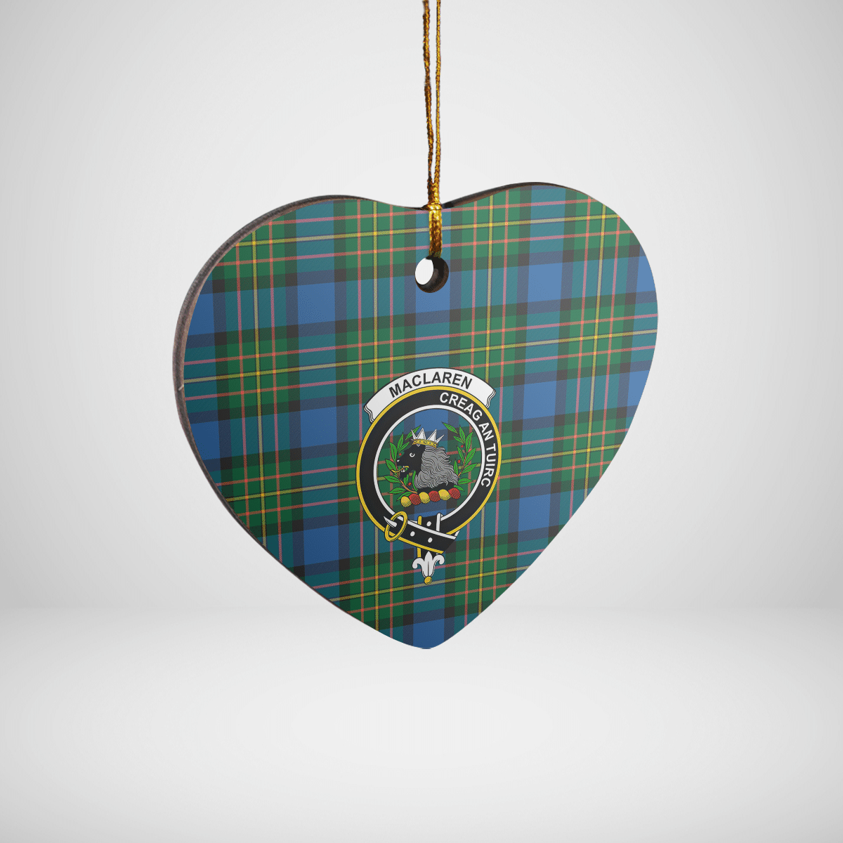 Clan MacLaren Ancient Tartan Crest Heart Ceramic Ornament VZ60 MacLaren Ancient Tartan Tartan Christmas   